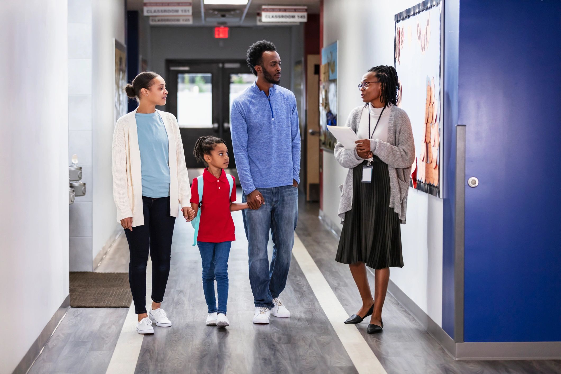 Family receiving academic guidance